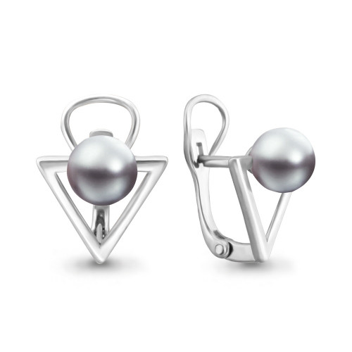 Серебряные серьги с жемчугом имитированным Aquamarine 46329Э