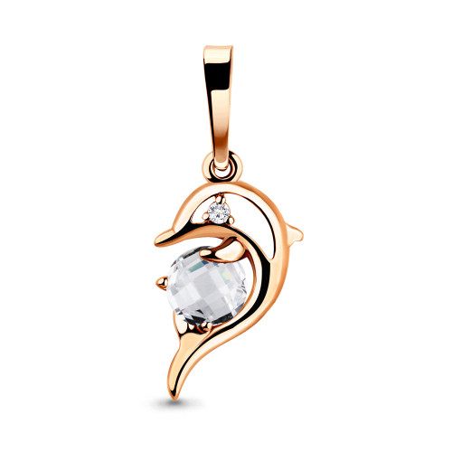 Подвеска из серебра с фианитом Aquamarine 23381А#