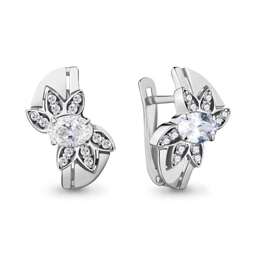 Серьги из серебра с фианитом Aquamarine 47187А