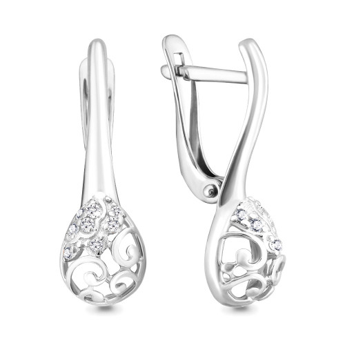 Серебряные серьги с фианитом Aquamarine 46368А