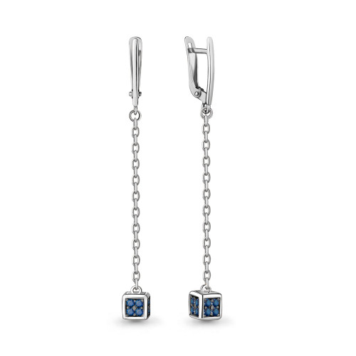 Серебряные серьги с наносапфиром синт. Aquamarine 48004Б