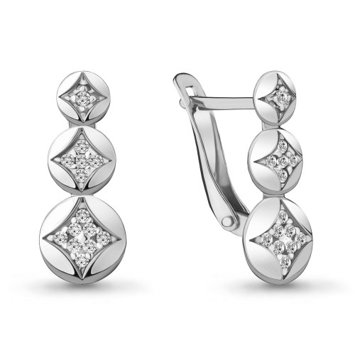 Серьги из серебра с фианитом Aquamarine 48001А