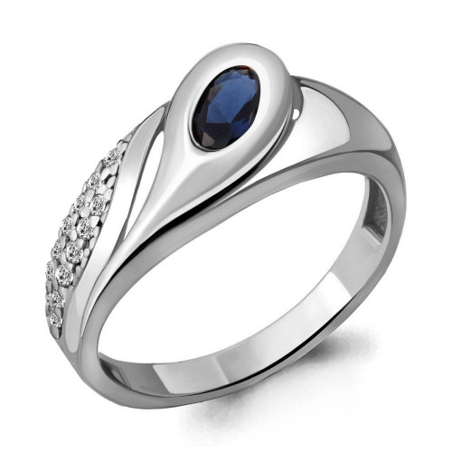 Серебряное кольцо с фианитом Aquamarine 69163АБ размеры - 17