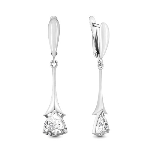 Серебряные серьги с фианитом Aquamarine 46371А