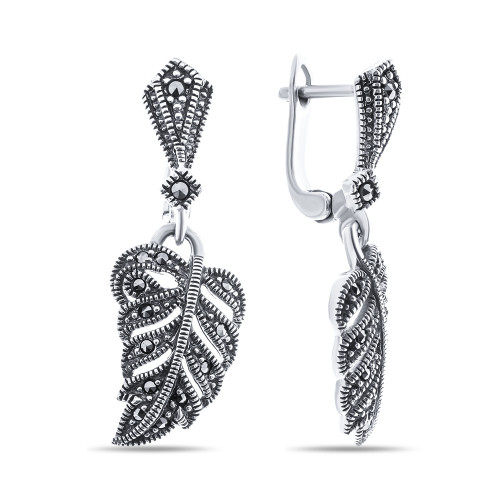 Серьги из серебра с марказитом Teosa HE-031-MAC