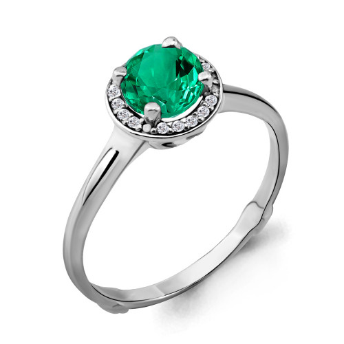 Кольцо из серебра с нано изумрудом Aquamarine 63991Г размеры - 16 16,5