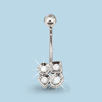Серебряный пирсинг с фианитом Aquamarine 70540А
