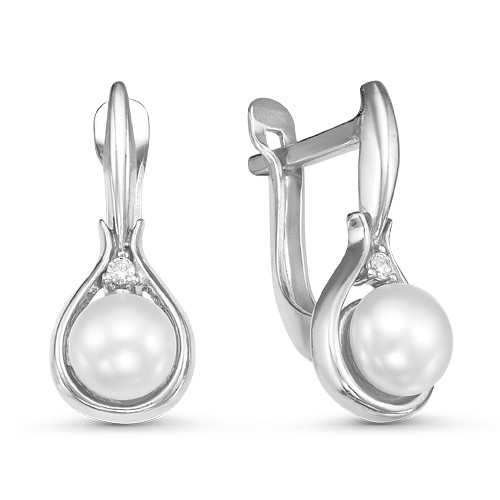 Серьги из серебра с жемчугом культ. Красная Пресня 3339476Д