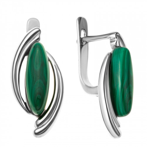 Серьги из серебра с малахитом Балтийское золото 82710572