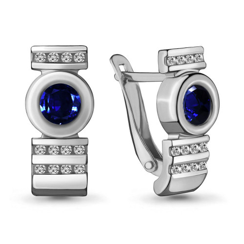 Серьги из серебра с фианитом Aquamarine 47192АБ