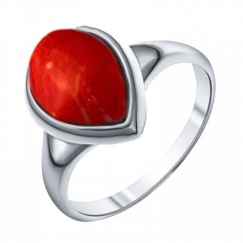 Серебряное кольцо с кораллом синт. Darvin 920081030aa размеры - 17,5 18,5