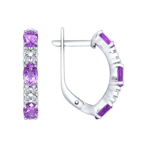 Серьги из серебра с аметистами и фианитами SOKOLOV 92021432