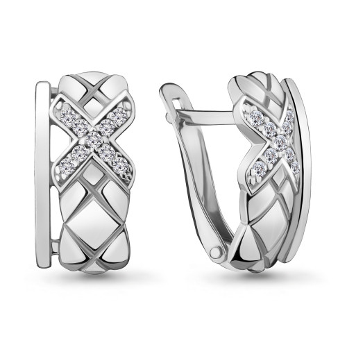 Серьги из серебра с фианитом Aquamarine 46938А
