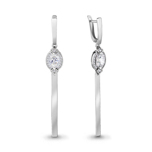 Серебряные серьги с фианитом Aquamarine 46986А