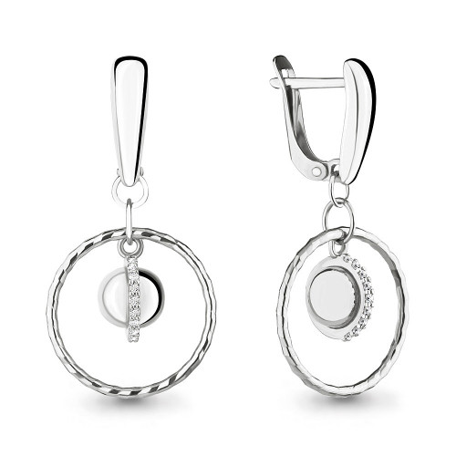 Серьги из серебра с фианитом AQUAMARINE 46226А.5