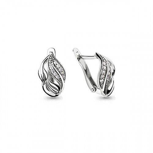 Серьги из серебра с фианитом Aquamarine 46032А