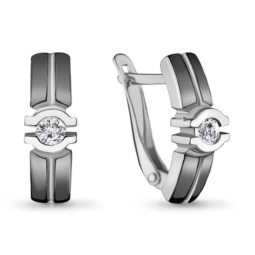 Серьги из серебра с фианитом Aquamarine 46979А