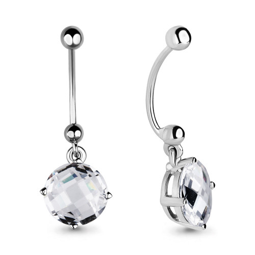 Пирсинг из серебра с фианитом Aquamarine 75534