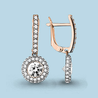 Серьги из серебра с фианитом Aquamarine 45205А#