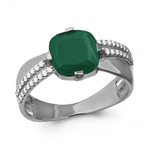 Серебряное кольцо с агатом зеленым Aquamarine 6547909А