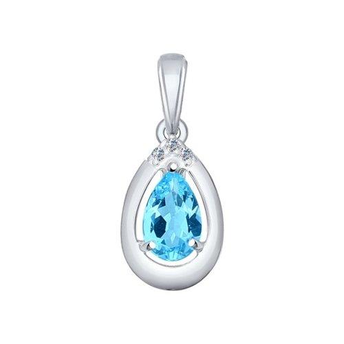Подвеска из серебра с топазом и фианитами SOKOLOV 92030358