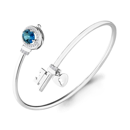 Браслет Aquamarine серебро с родием, топаз фианит, "halo" 7438408А