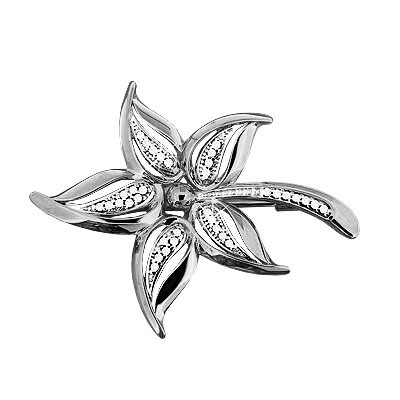 Брошь из серебра с фианитом Aquamarine 72563А