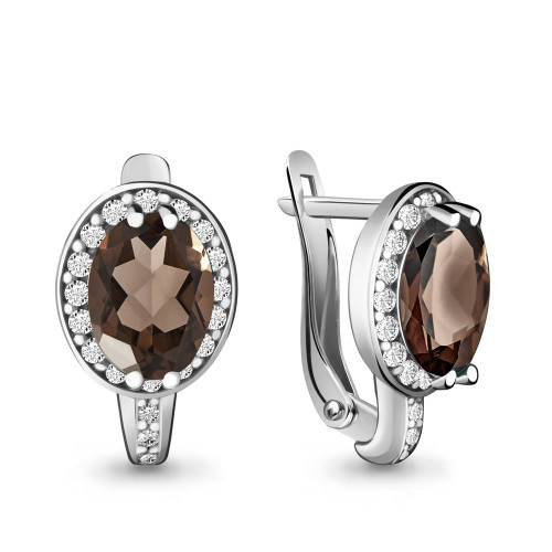 Серебряные серьги с фианитом и Aquamarine 4413701А