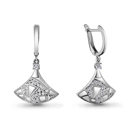 Серьги из серебра с фианитом Aquamarine 48111А