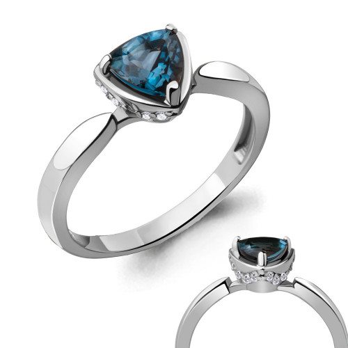 Кольцо из серебра с топазом лондон и фианитом Aquamarine 6916608А