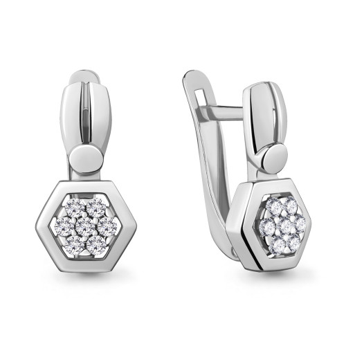 Серебряные серьги с фианитом Aquamarine 46972А