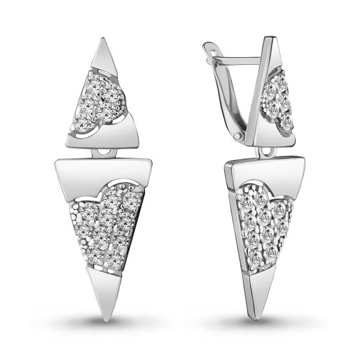 Серьги из серебра с фианитом Aquamarine 46958А