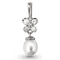 Серебряная подвеска с фианитом и жемчугом культ. Aquamarine 20640А