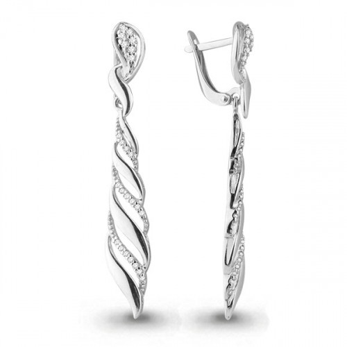 Серебряные серьги с фианитом Aquamarine 45625А