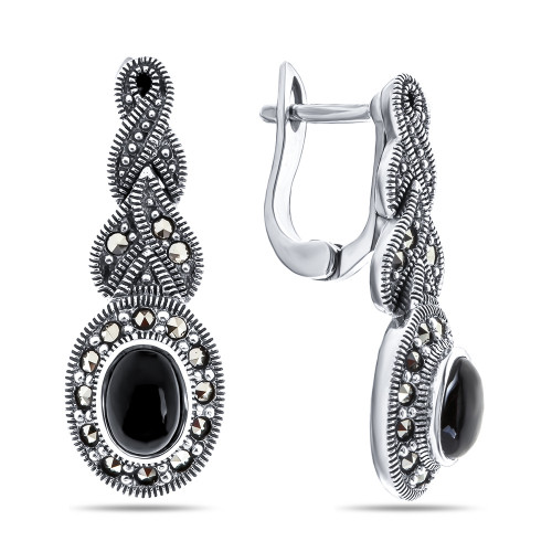 Серебряные серьги с марказитом Teosa HE-244-ON