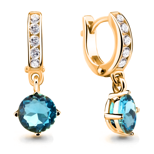 Серебряные серьги с стеклом Aquamarine 46070101Б#