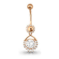 Серебряный пирсинг с фианитом Aquamarine 70546А#