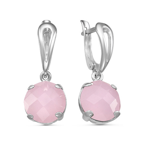 Серьги из серебра с кварцем розовым Красная Пресня 3339946ДК