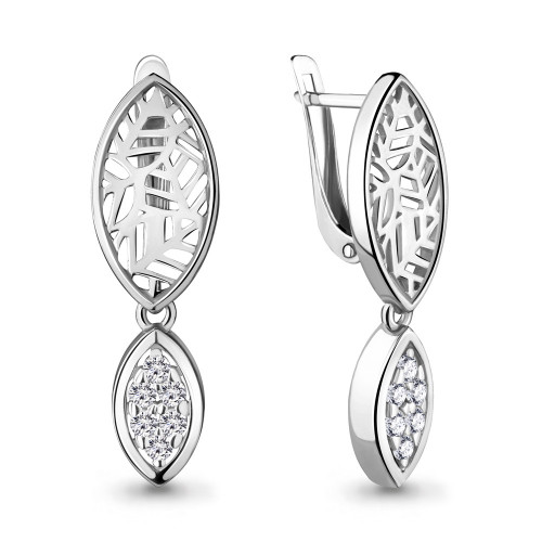 Серебряные серьги с фианитом Aquamarine 46961А