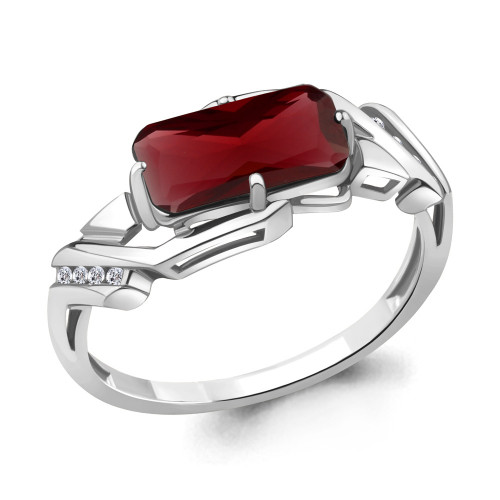 Серебряное кольцо с наногранатом синт. и фианитом Aquamarine 6913585А размеры - 16,5 17,5