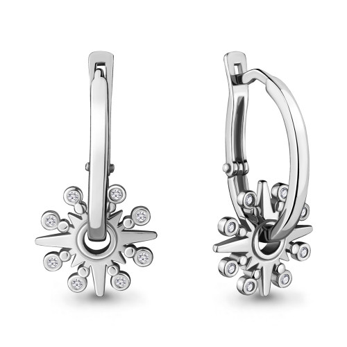 Серьги из серебра с фианитом Aquamarine 48016А