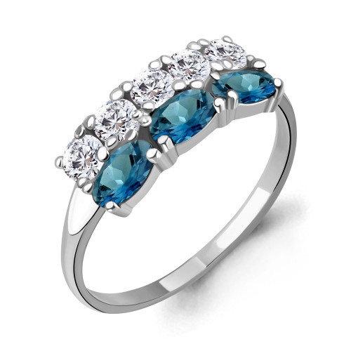 Кольцо из серебра с топазом лондон Aquamarine 6535508А размеры - 18,5