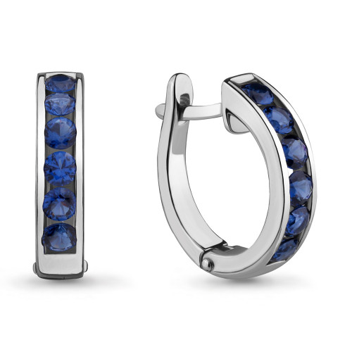 Серебряные серьги с наносапфиром синт. Aquamarine 42894Б.5