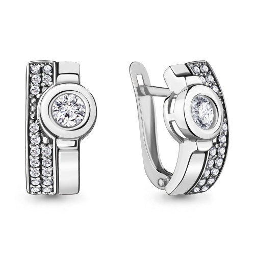 Серебряные серьги с фианитом Aquamarine 47184А