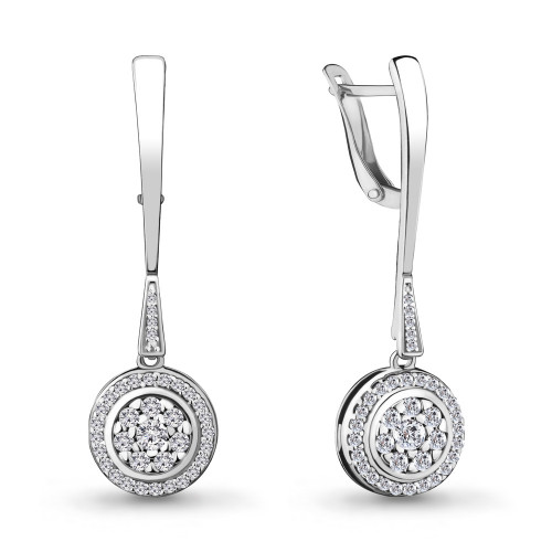 Серебряные серьги с фианитом Aquamarine 46988А