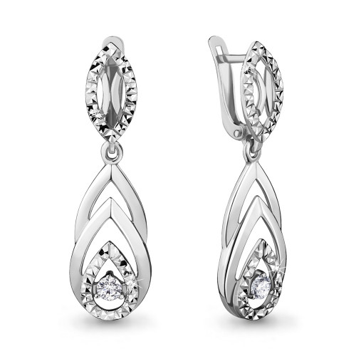 Серебряные серьги с фианитом Aquamarine 48031А