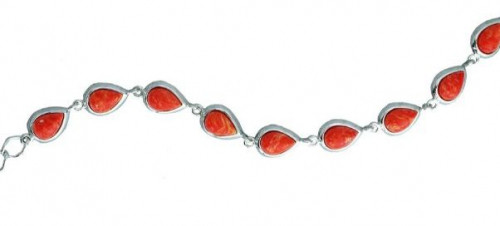 Браслет из серебра с кораллом синт. Darvin 926081030aa размеры - 18 20