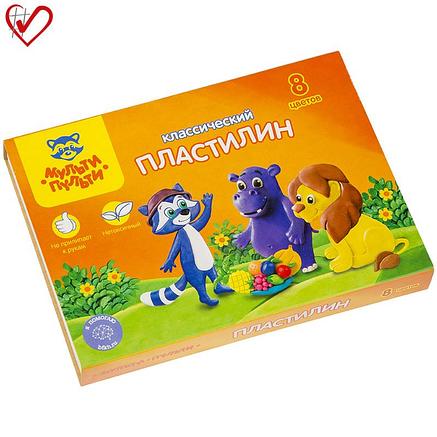 Пластилин Мульти-Пульти "Приключения Енота", 08 цветов, 160г, со стеком, картон, фото 2