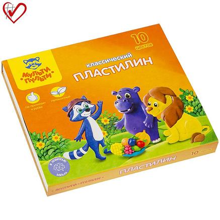 Пластилин Мульти-Пульти "Приключения Енота", 10 цветов, 200г, со стеком, картон, фото 2