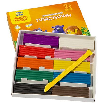 Пластилин Мульти-Пульти "Приключения Енота", 10 цветов, 200г, со стеком, картон, фото 2